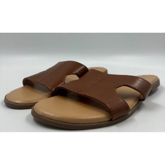 Time And Tru Womens Ladies Brown Slip On Memory Foam Casual Sandals Sz 7.5 NEW - Picture 1 of 7